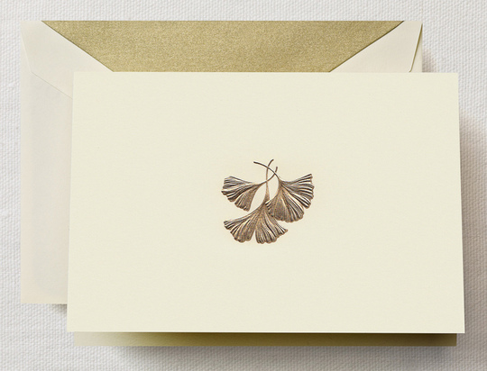 Ginkgo Leaf Boxed Folded Note Cards - Hand Engraved